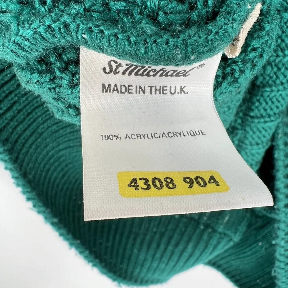 St Michael Sweater Mens L/‎ 50 VTG Green Diamond Argyle Grandpa Retro